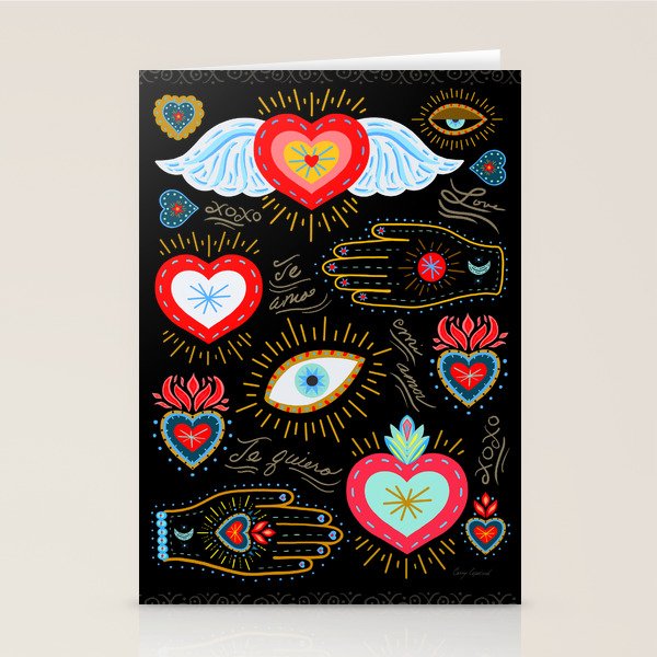 Milagro Love Hearts - Black Stationery Card Gallery Image 1