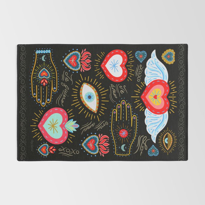 Milagro Love Hearts - Black Rug Gallery Image 2