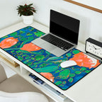 Coral Proteas on Blue Pattern Painting Desk Mat Gallery Image 2