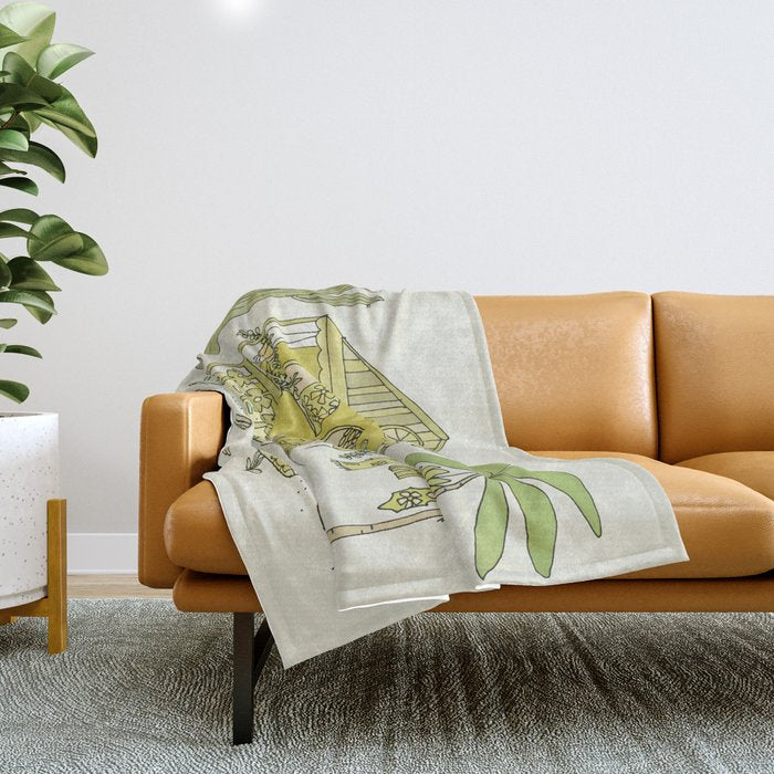 simple living costa rica pura vida // retro surf art by surfy birdy Throw Blanket Gallery Image 1