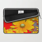 MODERN YELLOW FLOWERS GREY-RED ART Laptop Sleeve Gallery Image 2