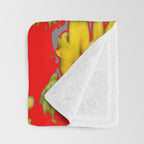 MODERN YELLOW FLOWERS GREY-RED ART Throw Blanket Gallery Image 3