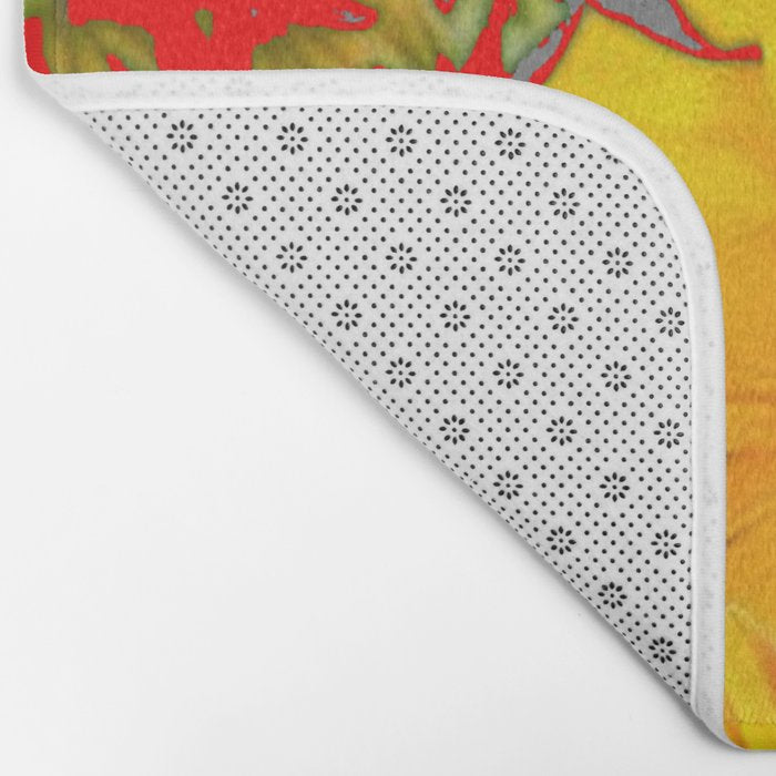 MODERN YELLOW FLOWERS GREY-RED ART Bath Mat Gallery Image 2