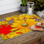 MODERN YELLOW FLOWERS GREY-RED ART Outdoor Rug Gallery Image 2