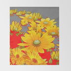 MODERN YELLOW FLOWERS GREY-RED ART Throw Blanket Gallery Image 2