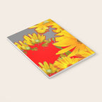 MODERN YELLOW FLOWERS GREY-RED ART Notebook Gallery Image 3