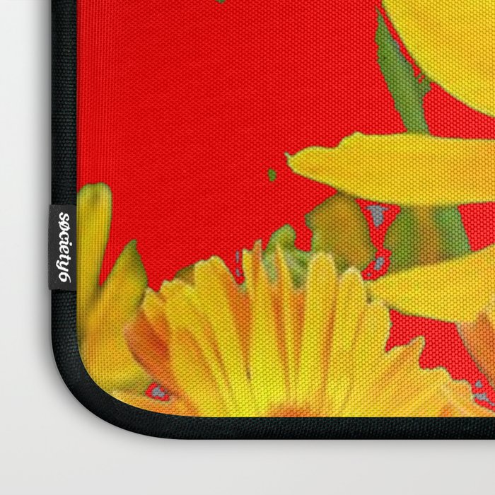 MODERN YELLOW FLOWERS GREY-RED ART Laptop Sleeve Gallery Image 3