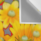 MODERN YELLOW FLOWERS GREY-RED ART Wall Tapestry Gallery Image 3