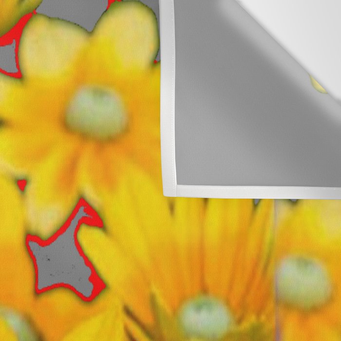 MODERN YELLOW FLOWERS GREY-RED ART Wall Tapestry Gallery Image 3