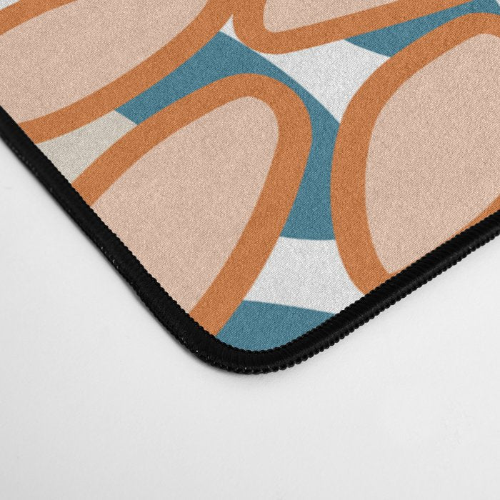 Floral Blooms, Teal, ;Blue, Orange Desk Mat Gallery Image 4