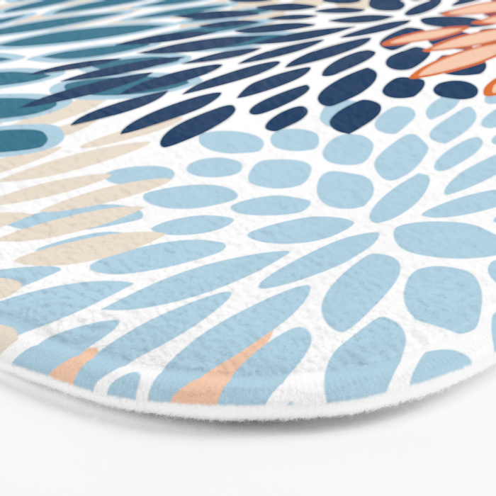 Floral Blooms, Teal, ;Blue, Orange Bath Mat Gallery Image 3