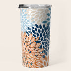 Floral Blooms, Teal, ;Blue, Orange Travel Mug Gallery Image 3