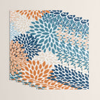 Floral Blooms, Teal, ;Blue, Orange Wrapping Paper Gallery Image 3