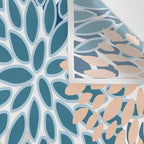 Floral Blooms, Teal, ;Blue, Orange Wall Tapestry Gallery Image 3