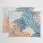 Floral Blooms, Teal, ;Blue, Orange Placemat Gallery Image 1
