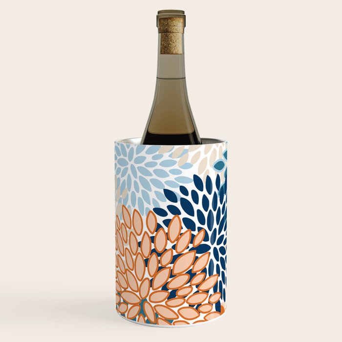 Floral Blooms, Teal, ;Blue, Orange Wine Chiller Gallery Image 2
