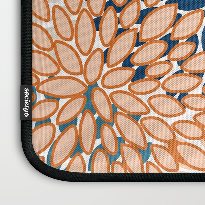 Floral Blooms, Teal, ;Blue, Orange Laptop Sleeve Gallery Image 3