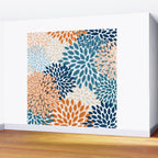 Floral Blooms, Teal, ;Blue, Orange Wall Mural Gallery Image 2