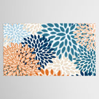 Floral Blooms, Teal, ;Blue, Orange Tablecloth Gallery Image 2