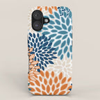 Floral Blooms, Teal, ;Blue, Orange iPhone Case Gallery Image 1