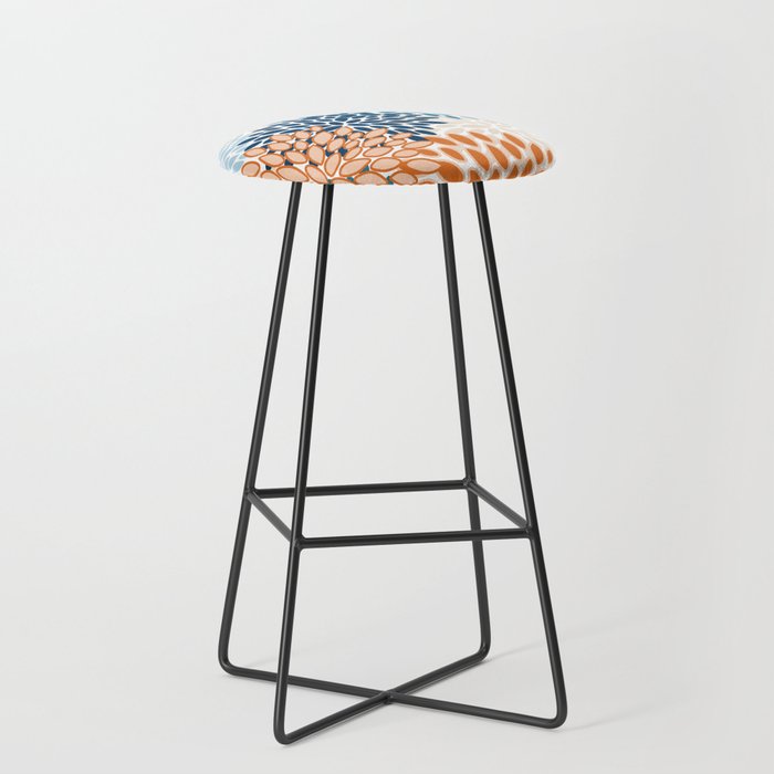 Floral Blooms, Teal, ;Blue, Orange Stool Gallery Image 1