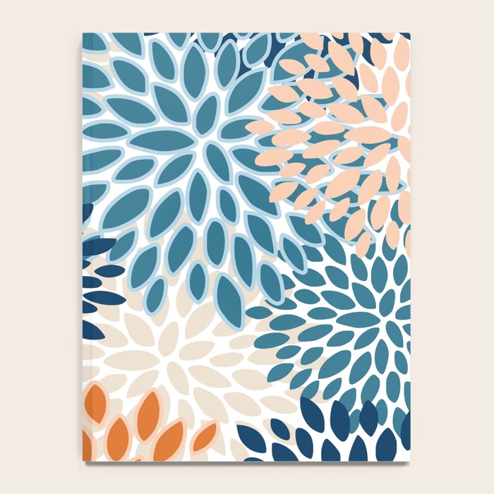 Floral Blooms, Teal, ;Blue, Orange Notebook Gallery Image 4