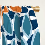 Floral Blooms, Teal, ;Blue, Orange Window Curtain Gallery Image 2