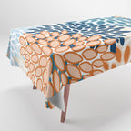 Floral Blooms, Teal, ;Blue, Orange Tablecloth Gallery Image 1
