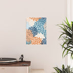 Floral Blooms, Teal, ;Blue, Orange Poster Gallery Image 2