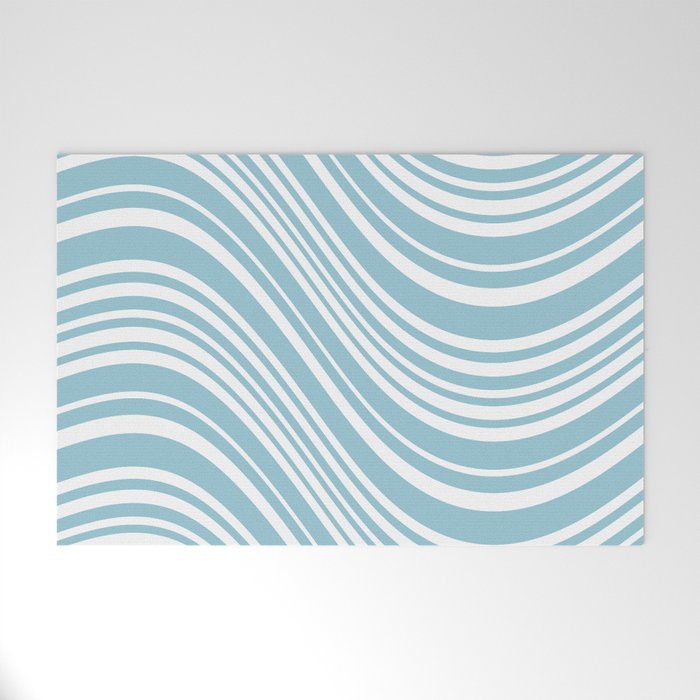 Wavy Stripes XXXV - Sky Blue Welcome Mat Gallery Image 1