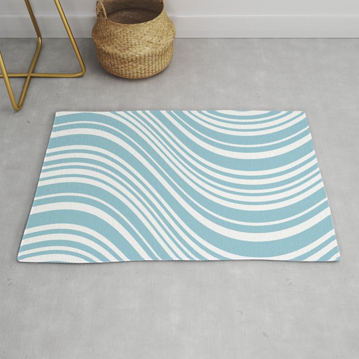 Wavy Stripes XXXV - Sky Blue Rug Gallery Image 1
