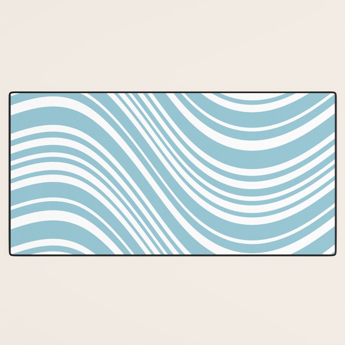 Wavy Stripes XXXV - Sky Blue Desk Mat Gallery Image 3
