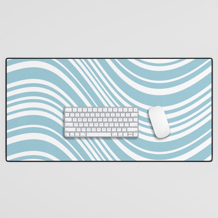 Wavy Stripes XXXV - Sky Blue Desk Mat Gallery Image 1