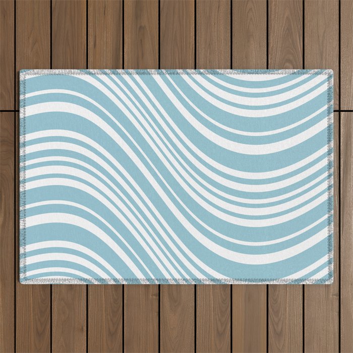 Wavy Stripes XXXV - Sky Blue Outdoor Rug Gallery Image 1