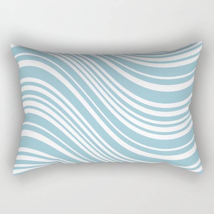 Wavy Stripes XXXV - Sky Blue Rectangular Pillow Gallery Image 2