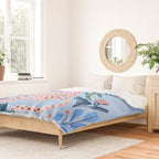 Blush pink Cheetah in jungle florals / jungle cat print /modern art Duvet Cover Gallery Image 2