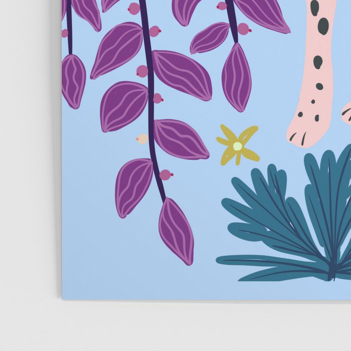 Blush pink Cheetah in jungle florals / jungle cat print /modern art Poster Gallery Image 3