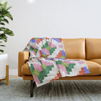 Festive Quilted Starburst Pattern - Vibrant Holiday Design Throw Blanket Gallery Image 1