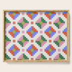 Festive Quilted Starburst Pattern - Vibrant Holiday Design Serving Tray Gallery Image 1