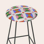 Festive Quilted Starburst Pattern - Vibrant Holiday Design Stool Gallery Image 2