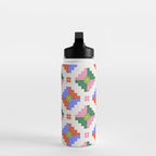 Festive Quilted Starburst Pattern - Vibrant Holiday Design Water Bottle Gallery Image 3