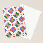 Festive Quilted Starburst Pattern - Vibrant Holiday Design Stationery Card Gallery Image 2