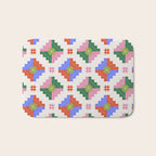 Festive Quilted Starburst Pattern - Vibrant Holiday Design Bath Mat Gallery Image 1