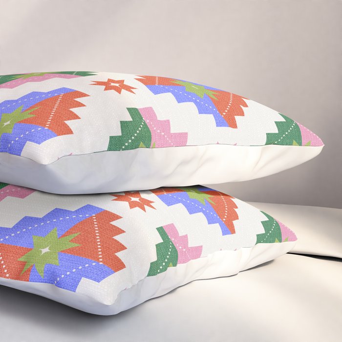 Festive Quilted Starburst Pattern - Vibrant Holiday Design Pillow Sham Gallery Image 3