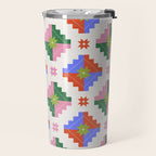 Festive Quilted Starburst Pattern - Vibrant Holiday Design Travel Mug Gallery Image 2
