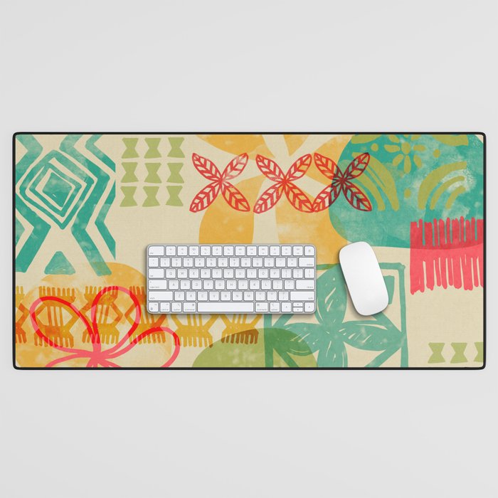 Modern 50s Tiki Party Throwback pattern Beige Desk Mat Gallery Image 1