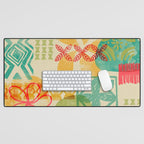 Modern 50s Tiki Party Throwback pattern Beige Desk Mat Gallery Image 1