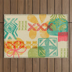 Modern 50s Tiki Party Throwback pattern Beige Outdoor Rug Gallery Image 1