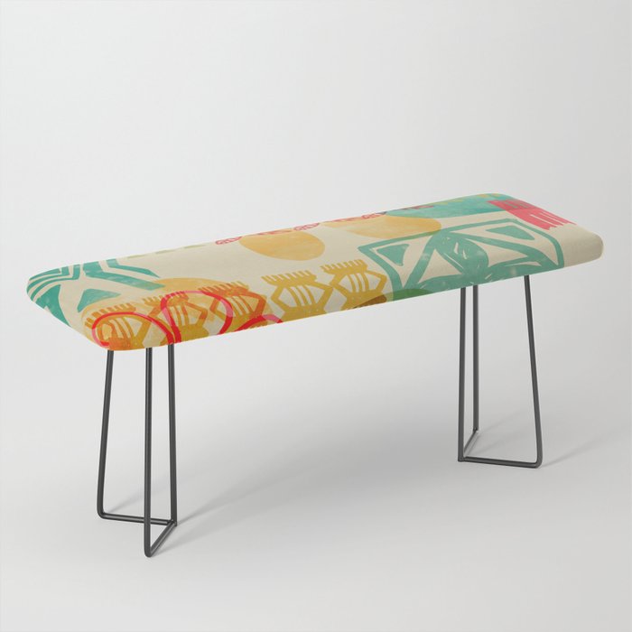 Modern 50s Tiki Party Throwback pattern Beige Bench Gallery Image 1