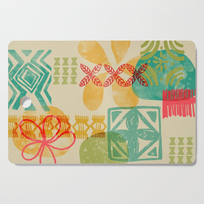 Modern 50s Tiki Party Throwback pattern Beige Cutting Board Gallery Image 1